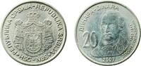 Serbia 20 Dinars Serbia 2007 20 Dinara (Dositej Obradović) Nickel brass (70% Copper, 12% Nickel, 18% Zinc) Belgrade Mint (1020000) 9.14g BU KM 4 -
