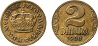 Yugoslavia 2 Dinars Yugoslavia 1938 2 Dinara - Petar II (large crown) Aluminium bronze (91 % Cu, 9 % Al) Paris Mint (74250000) 4.93g XF KM 20 Schön -