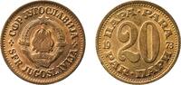 Yugoslavia 20 Paras Yugoslavia 1973 20 Para Aluminium brass (85% Copper, 14.5% Zinc, 0.5% Aluminium) Belgrade Mint (30448000) 4.07g UNC KM 45 Schön -