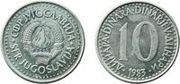 Yugoslavia 10 Dinars Yugoslavia 1983 10 Dinara Copper-nickel (61 % Cu, 20 % Zn, 19 % Ni) Belgrade Mint (42400000) 5.21g BU KM 89 Schön 86 -