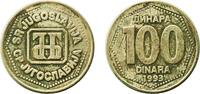 Yugoslavia 100 Dinars Yugoslavia 1993 100 Dinara Brass Belgrade Mint (14294500) 4.97g BU KM 159 Schön 154 -