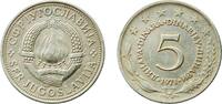 Yugoslavia 5 Dinars Yugoslavia 1971 5 Dinara (30 Years of Liberation) Nickel brass (70% Cu, 18% Zn, 12% Ni) Belgrade Mint (1020000) 6.83g AU KM 60 -