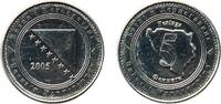 Bosnia and Herzegovina 5 Feninga Bosnia and Herzegovina 2005 5 Feninga Nickel plated steel Royal Mint (20000000) 2.69g BU KM 121 Schön 120 -