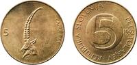 Slovenia 5 Tolarjev Slovenia 1992 5 Tolarjev Nickel brass (78% Copper, 20% Zinc, 2% Nickel) Hungarian mint (10015000) 6.5g BU KM 6 Schön 6 Čop 350. -