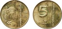Slovenia 5 Tolarjev Slovenia 1994 5 Tolarjev (Monetary Institute of Slovenia) Nickel brass (78% Copper, 20% Zinc, 2% Nickel) Kremnica / Körmöcbánya -
