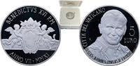 Vatican City 5 Euros Vatican City 2011 R 5 Euros - Benedict XVI (Beatification of Pope John Paul II) Silver (.925) Rome Mint (9500) 18.1g PF KM 429 -