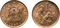 South Africa 1 Cent South Africa Republic 1987 1 Cent (SUID-AFRIKA - SOUTH AFRICA) Bronze (95% copper, 4.5% zinc, 0.5% tin) Pretoria Mint (120674000 -