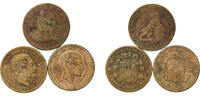 Spain Spain Kingdom 1870 - 1879 5 Centimos (3 coins) Copper La Seca Mint 13.8g F -