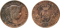 Spain 2½ Escudo cents Spain Kingdom 1868 OM 2½ Centimos de Escudo - Isabel II Bronze Seville Mint 6.11g F KM 634 Cal 638 -