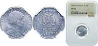 Albania 0.20 Lek Albania Italian occupation 1941 R 0.20 Lek - Vittorio Emanuele III Stainless steel Rome Mint (1400000) 4g NGC MS 62 Gigante 14 M -
