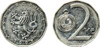 Czech Republic 2 Koruny Czech Republic 1995 b 2 Koruny Nickel plated steel Czech Mint (30520405) 3.7g XF KM 9 Schön 176 -