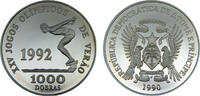 1000 Dobras 1990 (Mintage 10000) São Tomé and Príncipe Saint Thomas & Prince Democratic Republic 1990 1000 Dobras XVI SummerOlympic Games PF