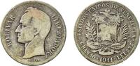 Venezuela 2 Bolivars Venezuela Republic 1911 2 Bolívares Silver (.835) (Copper .165) Paris Mint (750000) 9.66g VF Y 23 NCV mv2bs-aa -
