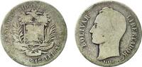 Venezuela 2 Bolivars Venezuela Republic 1912 2 Bolívares Silver (.835) (Copper .165) Paris Mint (500000) 9.53g F Y 23 NCV mv2bs-aa -