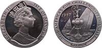 Isle of Man 1 Crown British Crown dependencies Isle of Man 1987 PM 1 Crown - Elizabeth II (America's Cup Challenge) Copper-nickel Pobjoy Mint 28.38g -