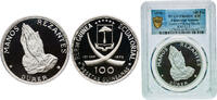Equatorial Guinea 100 Pesetas Equatorial Guinea Republic 1970 100 Pesetas Guineanas (Dürer's Praying Hands) Silver (.9999) (4000) 20g PCGS PR 68 KM 12.1 -