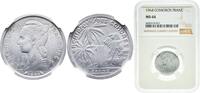 Comoro Islands 1 Franc Comoro Islands 1964 1 Franc Aluminium (95% Aluminium, 5% Magnesium) Paris Mint (500000) 1.3g NGC MS 66 KM 4 Lec 33 -