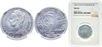 Comoro Islands 2 Francs 1964 2 Francs (Essai) Aluminium Paris Mint (1700) 2.2g NGC MS 65 KM E2 Lec 34 -