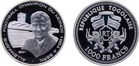 Togo 1000 Francs CFA Togo Republic 2001 1000 Francs CFA (World Cup Soccer - Bern 1954) Silver (.999) 14.99g PF KM 35 -