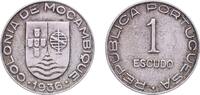 Mozambique 1 Escudo Mozambique Portuguese colony 1936 1 Escudo Copper-nickel Lisbon Mint (2000000) 7.93g XF KM 66 -