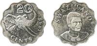 Eswatini 20 Cents Eswatini Kingdom of Swaziland 1998 20 Cents - Mswati III (2nd portrait) Copper-nickel Royal Mint 5.56g UNC KM 50.1 KM 50.2 Schö -