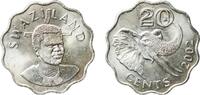 Eswatini 20 Cents Eswatini Kingdom of Swaziland 2002 20 Cents - Mswati III (2nd portrait) Copper-nickel Royal Mint 5.58g UNC KM 50.1 KM 50.2 Schö -
