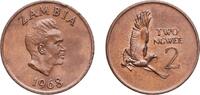 Zambia 2 Ngwee Zambia Republic 1968 2 Ngwee Bronze (97% Copper, 0.5% Tin, 2.5% Zinc) Royal Mint (Tower Hill) (19000000) 4.65g AU KM 10 Schön 1 -