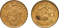 Seychelles 10 Cents Seychelles Republic 1982 10 Cents Brass (64% Copper, 36% Zinc) Royal Mint (1000000) 3.37g UNC KM 48 Schön 48 KM 48.1 KM 48.2 -