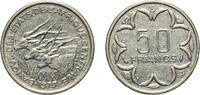 Central African States 50 Francs CFA Central African States Bank of Central African States 1977 E 50 Francs CFA Nickel Paris Mint 4.67g XF KM 11 Schön 21 -