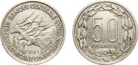 Central African States 50 Francs CFA Central African States Central Bank of Equatorial African states and Cameroon 1961 50 Francs CFA Copper-nickel (75% Copper, 25% -