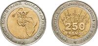 Western African States 250 Francs CFA Western African States Central Bank of Western African States 1996 250 Francs CFA Bimetallic: brass centre in copper-nickel ring -