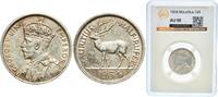 Mauritius ½ Rupee Mauritius British crown colony 1934 ½ Rupee - George V Silver (.916) Royal Mint (Tower Hill) (1000000) 5.83g GBCA AU KM 16 -