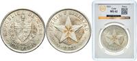 Cuba 1 Peso Cuba First Republic 1933 1 Peso With traces of luster Silver (.900) (silver 90%, copper 10%) Philadelphia Mint (6000000) 26.73g -