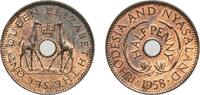 Rhodesia and Nyasaland ½ Penny Rhodesia and Nyasaland 1958 ½ Penny - Elizabeth II Bronze Royal Mint (Tower Hill) (2400000) 2.89g UNC KM 1 Schön 32 -