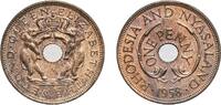 Rhodesia and Nyasaland 1 Penny Rhodesia and Nyasaland 1958 1 Penny - Elizabeth II Bronze Royal Mint (Tower Hill) (2880000) 6.37g UNC KM 2 Schön 33 -