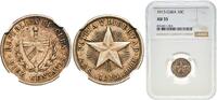 Cuba 10 Centavos Cuba First Republic 1915 10 Centavos Silver (.900) (silver 90%, copper 10%) Philadelphia Mint (5690000) 2.5g NGC AU 55 KM A12 Y -