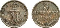 Grand duchy of Oldenburg 3 Schwaren Germany Grand duchy of Oldenburg German states 1865 B 3 Schwaren - Peter II Copper Hanover Mint (60000) 4.05g XF AKS 32 Jaeg 6 -