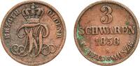 Grand duchy of Oldenburg 3 Schwaren Germany Grand duchy of Oldenburg German states 1858 B 3 Schwaren - Peter II Copper Hanover Mint (372000) 3.67g XF AKS 32 Jaeg 6 -