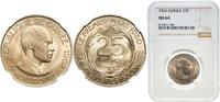 Guinea 25 Francs Guinéens Guinea Republic 1962 25 Francs Guinéens Copper-nickel (75% Copper, 25% Nickel) Royal Mint (Tower Hill) (8000000) 9g NGC MS 64 To -