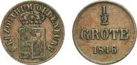 Grand duchy of Oldenburg ½ Grote Germany Grand duchy of Oldenburg German states 1846 ½ Grote - Paul Frederick August Copper Hanover Mint (87663) 3.2g VF AKS 16 -