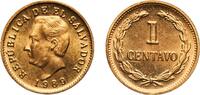 El Salvador 1 Centavo El Salvador Republic 1989 1 Centavo Brass clad steel VDM Metals / Vereinigte Deutsche Metallwerke Mint (36000000) 1.35g UNC KM -