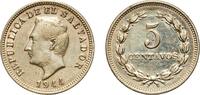 El Salvador 5 Centavos El Salvador Republic 1944 5 Centavos Nickel brass (70% Copper, 18% Zinc, 12% Nickel) San Francisco Mint (5000000) 4.94g UNC KM -