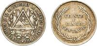 El Salvador 25 Centavos El Salvador Republic 1914 25 Centavos Silver (.835) (Copper .165) Philadelphia Mint (1400000) 6.25g XF KM 126 Schön 14 Y 27 -