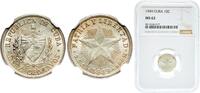 Cuba 10 Centavos Cuba First Republic 1949 10 Centavos Silver (.900) (silver 90%, copper 10%) Philadelphia Mint (9880000) 2.5g NGC MS 62 KM A12 Y -