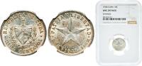 Cuba 10 Centavos Cuba First Republic 1948 10 Centavos Silver (.900) (silver 90%, copper 10%) Philadelphia Mint (5120000) 2.5g NGC UNC KM A12 Y 6 -