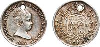 Spain 1 Real Vellon Spain Kingdom 1848 M CL 1 Real - Isabel II (1st portrait) Silver (.812) Madrid Mint 1.3g XF Holed KM 518.1 Cal 416 Aureo 300 -