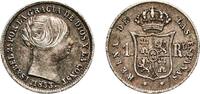 Spain 1 Real Spain Kingdom 1853 1 Real - Isabel II Slight patina Silver (.900) Barcelona Mint 1.3g XF KM 598.1 Cal 398 Aureo 276 -
