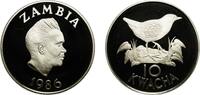 Zambia 10 Kwacha Zambia Republic 1986 10 Kwacha (WWF) Silver (.925) Royal Mint (25000) 27g PF KM 25 Schön 25 -