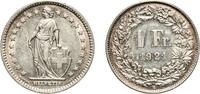 Switzerland (1848-date) 1 Franc Switzerland Federal State 1921 B 1 Franc (Helvetia standing; silver) Silver (.835) (16.5% copper) Bern Mint (3800000) 4.95g AU S -