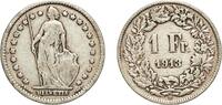 Switzerland (1848-date) 1 Franc Switzerland Federal State 1913 B 1 Franc (Helvetia standing; silver) Silver (.835) (16.5% copper) Bern Mint (1200000) 4.89g VF -